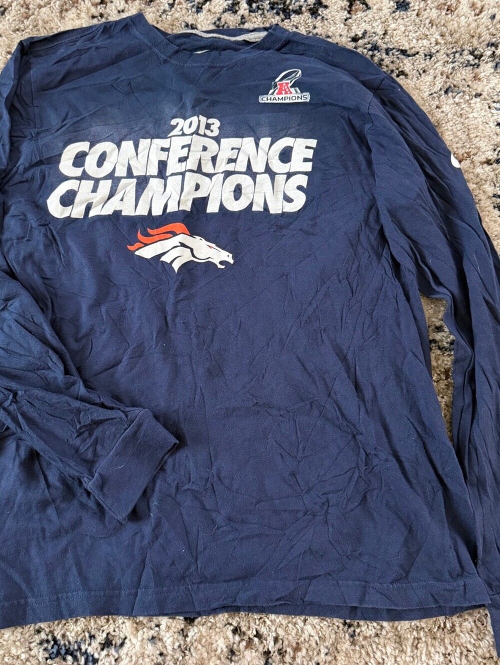 Nike Denver Broncos 2013 Conference Champions Navy LS Tee Size M